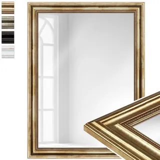 WANDStyle großer Spiegel Gold, Barock Spiegel, großer Wandspiegel Vintage 60x80 cm, Hängespiegel groß, Badspiegel Holz, Flurspiegel Wand, Standspiegel, Mirror H550 - Made in Germany