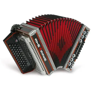 Strasser 4/III De Luxe E Harmonika 4-reihig, 3-chörig B-Es-As-Des, mit X-Bass, Schwarz/Rot