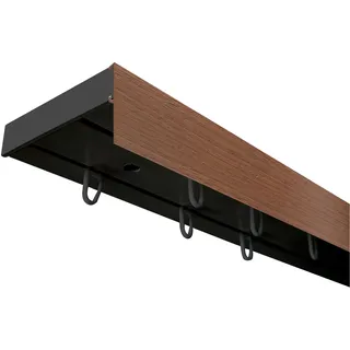 Gardinenschiene SN DECO GROUP "Vorhangschiene SH (1) mit Blende 5 cm" Gr. 1, schwarz (schwarz, walnussfarben), L:120cm T:7,7cm, Kunststoff, Gardinenstangen, Gardinenschiene