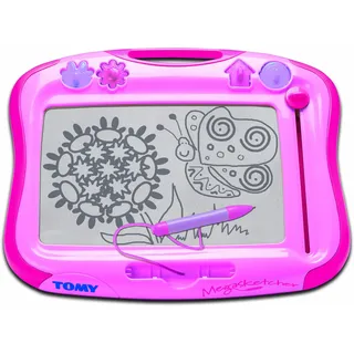 Megasketcher Tomy Magnettafel für Kinder, Magnet Maltafel, rosa, hochwertiges Kinderspielzeug, Zaubertafel, bunt, ohne Wabenstruktur, fördert die Kreativität, ab 3 Jahre, Rose