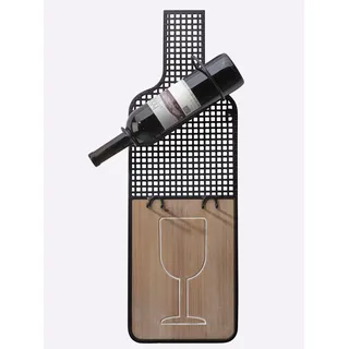 Weinregal, schwarz, natur