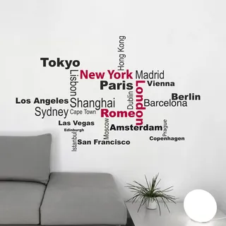 CREARREDA Wandaufkleber XL Cities 95 x 150 cm Wandsticker Skyline Urban aus abnehmbarem Vinyl, moderne Dekoration für glatte Wände zu Hause, Studio und Büro