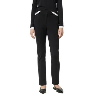 Stoffhose COMMA, Damen, Gr. 36, N-Gr, schwarz, Web, Obermaterial: 50% Viskose, 42% Polyamid, 8% Elasthan, unifarben, gerade, unten schmal lang, Hosen Stoffhose, mit Bundfalte und Viskose-Stretch
