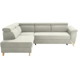 Stylife Ecksofa , Creme , Holz , Buche , vollmassiv , Ottomane links, L-Form , 265x200 cm , Stoffauswahl, seitenverkehrt erhältlich, Rücken echt , Wohnzimmer, Sofas & Couches, Wohnlandschaften, Ecksofas