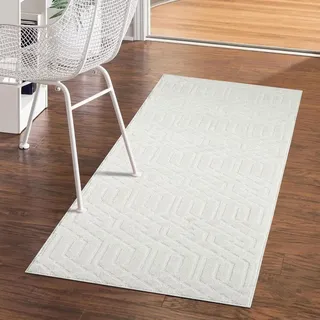 Carpet City FLAIR138 Kurzflorteppich 160 x 230 cm Beige/Weiß