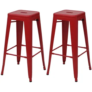 Mendler 2er-Set Barhocker stapelbar Metall Industriedesign  rot