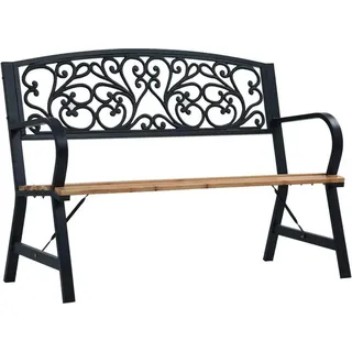 Vintage-Stil Holz Gartenbank 120 cm breit, 56 cm tief, 87 cm hoch, Sitztiefe 36 cm - Schwarz, Bunt