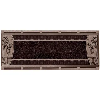 Home2Fashion PUR | CenterClean XL TPE-VC 100% Nachhaltig Fussmatte, Türmatte, Schmutzfangmatte, schmal, Innen und Aussen, Bronce-Metallic, Oberfläche ca. 75 x 30 cm, Floral-Detail, 284634