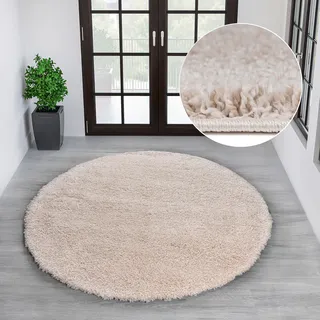 Hochflor-Teppich OTTO HOME "Viva Shaggy, in Standard- und Premium-Qualität, 30 mm oder 45 mm Höhe" Gr. 9, beige (sand), H:45mm Ø:140cm, Kunstfaser, Teppiche, Hochflor-Teppich, Uni Farben, einfarbig, weich, kuschelig, Läufer, Kundenliebling
