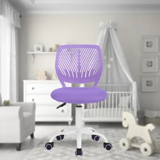 FurnitureR Vielseitiger Bürostuhl für Kinder, Arbeitsstuhl ohne Armlehnen, höhenverstellbar, drehbar, bunt, für Schule und Büro, Violett