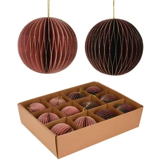 Mobili Rebecca Weihnachtsbaumschmuck Set, 12 pieces Mehrfarbig 8/8/8 cm , Papier , Rund , 8x8x8 cm , Dekoration, Weihnachtsdekoration, Christbaumschmuck
