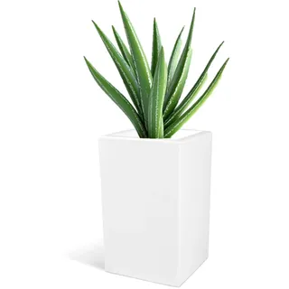 Kloris Blumenkasten, rechteckig, modern, aus Polyethylen, 30 x 30 cm, Höhe 50 cm, weiß, hohe Qualität, hergestellt in Italien