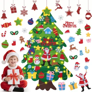 DazSpirit Weihnachtsbaum, 3.28Ft DIY Filz Deko Weihnachtsbaum, Tannenbaum Zum Schmücken Mit 32 Abnehmbaren Hängenden Ornamenten