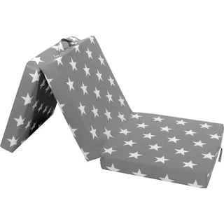 Faltmatratze - Grau - Mischgewebe - 70 x 190 cm - mit Sternen - Grau