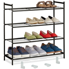 Bild Schuhregal, Metall, mit 4 Ebenen, stapelbar, erweiterbar, HBT: 70 x 70 cm, bis zu 12 Paar Schuhe, schwarz