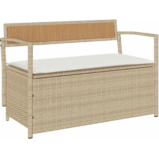vidaXL Gartenbank mit Stauraum und Kissen Beige Poly Rattan - Beige