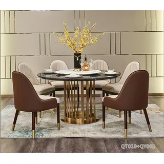 Edelstahl Esstisch Runder Tisch Design Luxus Italienische Möbel Rund Tische Neu - Schwarz