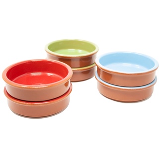 ToCi 6er-Set Tapas-Schalen Bunt Auflaufform | 175 ml Cazuela Schale | Ton-Dessertschalen Schälchen Mediterran Ø 11,5 cm | Traditionelle Tonware aus Spanien