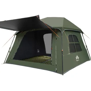 Night Cat Wurfzelt 4 Personen Wasserdicht: Blackout Pop Up Zelt mit Vorzelt für Camping Outdoor Festival