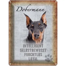 Blechschild 30x40 cm - Dobermann Hund loyal