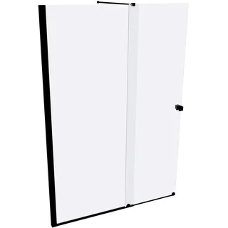 HÜPPE Xtensa pure Walk-In Gleittür 1-teilig, mit festem Segment, Breite:160cm, Anschlag links, Querbügel, XT0107123321, Duschkabine: Profilfarbe Black Edition Glas ESG klar