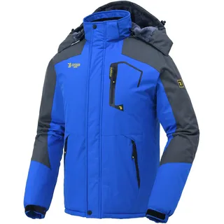 donhobo Softshelljacken Herren Gefüttert Funktionsjacke Wasserdicht Atmungsaktiv Wandern Mantel Outdoor Jacke Winter Skijacke Blau L