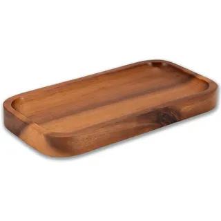 Decorasian 2 Stück Seifenschale Holz Akazie – Massive Seifenablage für Bad & Küche – Nachhaltiger Seifenhalter Wasserfall-Design – Echtholz Deko handgefertigt – 20 x 10 cm