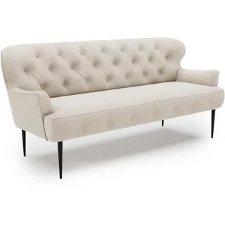 CAVADORE 3-Sitzer Küchensofa Amba, Trendige Sitzbank für Küche oder Esszimmer / 193 x 97 x 87 / Hochwertiges Flachgewebe: Naturweiß
