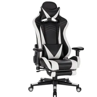 Bolt Edge Gamingstuhl – Ergonomischer Gaming- und Bürostuhl – Höhenverstellbar – Weiß – Kunstleder – Mit Fußstütze - Weiß