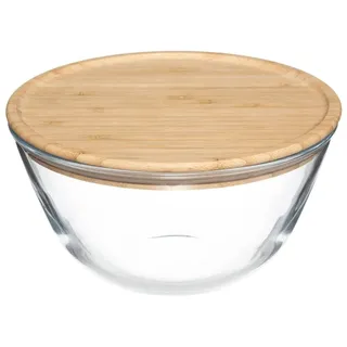 Five - Salatschüssel aus Glas mit Deckel aus Bambus, 1 l