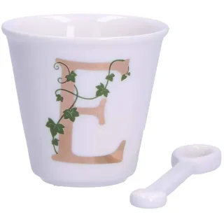 La Porcellana Bianca – Buchstabe E mit Teelöffel, Küche – Einzigartige Linie – Geschenkidee – Porzellan – 75 CC, Ø 6,7 cm, H6 cm