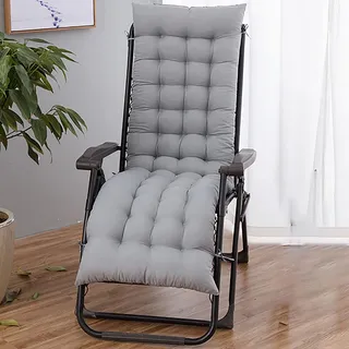 Generisch Liegestuhl Auflagen für Gartenliegen, Sonnenliege Auflage Relaxliegenauflage Schwungliege mit Lasche Tragbares Gepolstertes Relax für Terrasse Schaukstuhl Bank,Grau,48 * 155cm