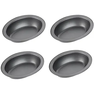 Chef Aid Set mit 4 ovalen Kuchenformen, antihaftbeschichtet, jeweils 17 x 13 x 3,7 cm