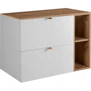 RODAN | Waschbeckunterschrank 80 cm - Weiß Matt - Badezimmerschränke - Badmöbel - Waschbecken Unterschränke - Arbeitsplatte - Braune Bücherregal - Weiß