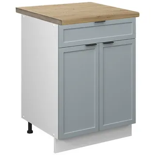 Vicco Küchenunterschrank Fame-Line Hellblau-grau 60 cm mit Schublade, AP Eiche , Hellblau, Weiß , Holzwerkstoff , 3 Fächer , 1 Schubladen , Rechteckig , 60x82x60 cm , Küchen, Küchenmöbel, Küchenschränke, Küchenunterschränke