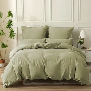 SOULFUL Doppelte Musselin Bettwäsche 135x200 4tlg. Baumwolle Jaspis-Grau