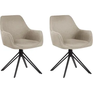 Beliani Esszimmerstuhl 2er Set Taupe Polyester Beige/Schwarz