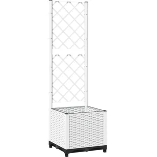 vidaXL Pflanzkübel Mit Rankgitter Weiß 40/40/136 Cm Pp , Kunststoff , Quadratisch , 40x136x40 cm , Gartenzubehör, Hochbeete
