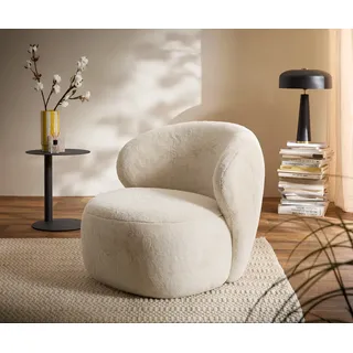 Loungesessel Pulo 80x80 cm Plüsch Creme-Weiß