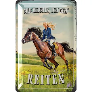 LANOLU Retro Blechschild - Pferde Schild - Geschenke für Pferdeliebhaber und Reiter - Boxenschilder mit Spruch - Poster Pferde Deko - Bauernhof Dekoration und Farm Dekor - vintage Metallschild 20x30cm