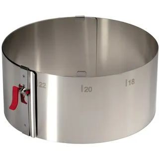 LARES Tortenring mit Klemmhebel Edelstahl | Skala | 18–30 cm | Made in Germany | 10 cm hoch | Verstellbarer Kuchenring rund | Spülmaschinengeeignet