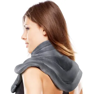 ICEHOF Wärmekissen Nacken Schulter (XL) mit Lavendel - Kuschelweich Nackenwärmer Körnerkissen für Mikrowelle - Langanhaltende Wärme durch natürliche Tonperlen inkl. Aromatherapie, ergonomisch geformt