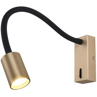 DAWALIGHT Wandleuchte Bett Leseleuchte, 5W Bettleuchte Schwanenhals Wandlampe mit Schalter, Nachttischlampe Wand 3000K LED Warmweiß Bettlampe Leselampe für Wohnzimmer Schlafzimmer, Antikes Messing