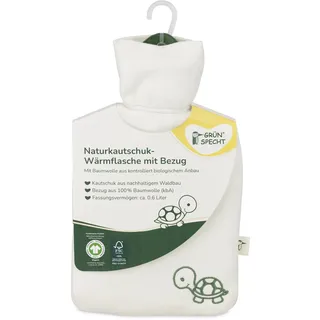 Grünspecht Naturprodukte GRÜNSPECHT Naturkautschuk-Wärmflasche mit Bezug, 100% Baumwolle, 0,6 Liter