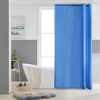 Furlinic Schmaler Duschvorhang für Eck Dusche und Kleine Badewanne, Badvorhang Textil aus Polyester Stoff schimmelresistent Wasserabweisend und Waschbar, Blau 85x180 mit 6 Duschvorhangringen.