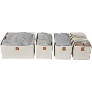 LOVE IT STORE IT Premium Aufbewahrungskorb 5-teilig - Schrank Organizer aus Leinen-Baumwoll-Mix - Verstärkt mit Karton - Beige - 5 Boxen in 3 Größen