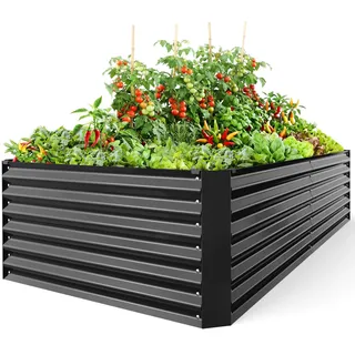 Ohuhu Hochbeet Metall Pflanzenbeet 240x120x54 cm, Hochbeet für Garten aus robustem Stahlblech mit stabilem Design, Rostschutz und Langer Haltbarkeit – Ideal für Gemüse, Kräuter & Blumen