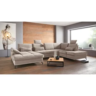 OTTO home "Costello U-Form, B: 363 cm mit Sitztiefen- & Armteilverstellung", optional Bettfunktion & Bettkasten,