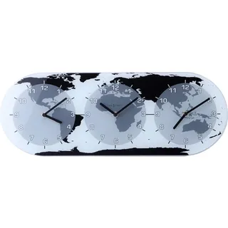Wanduhr , Blau, Schwarz, Blaugrau , Glas , 50x18.6x3.6 cm , RoHS, Ce , Zeitzoneneinstellung , Dekoration, Uhren, Wanduhren