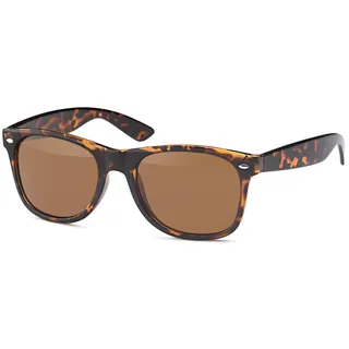 styleBREAKER Unisex Nerd Sonnenbrille mit verspiegelten oder getönten Gläsern, klassisches Retro Design 09020039, Farbe:Gestell Braun Demi/Glas Braun